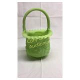 Fenton Lime Green Satin Basket Basement