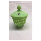 Fenton Lime Green Satin Footed Candy Dish