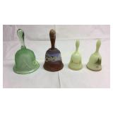 4 Bells, 2 Fenton, 1 Slag Glass, and green