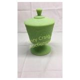 Fenton Lime Green Satin Lidded Candy Dish