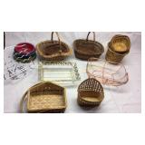 Lot of Baskets Wicker and Wire, recipe holder and