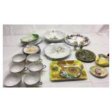Group of misc dishes including hand painted