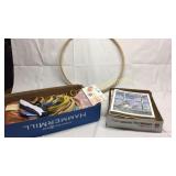 Group of crafting supplies and books Basement