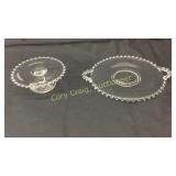 Candlewick platter and small pedestal cake plate