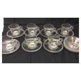 Group of Candlewick cups and saucers 9 cups and