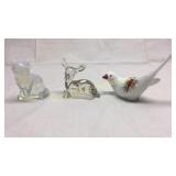 Fenton Cat, Deer and Cardinal Bird Basement