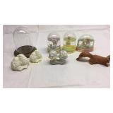 Lot of misc figurines and glass dome Basement