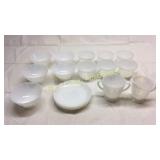 Group of White Milk Glass Dishes 6 Cups, 3