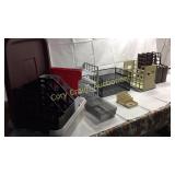 Large lot of misc office file trays and storage