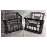 Group of 2 Stacking Gray Crates Basements
