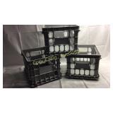 Group of 3 Stacking Gray Crates Basements