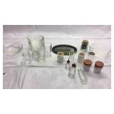 Medicine Bottles, Pyrex, Shot Glasses, MAR Jars
