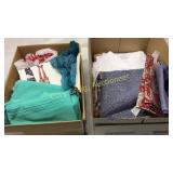 2 Boxes misc. boxes of fabric and more Basement
