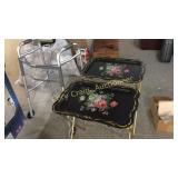 2 Vintage Metal TV trays and a walker Basement