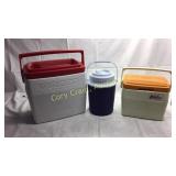 2 Coleman Coolers, Rubbermaid Water Jug