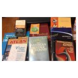 Lot of misc books, dictionaries, atlas, Lincoln