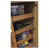 Contents of cabinet coffee pot, tupperware George