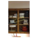 Contents of cabinet, corning ware, pyrex and more