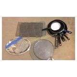 Misc pots and pans, baking racks and more Kitchen