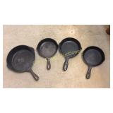 4 Cast Iron Skillets Unsigned Kitchen