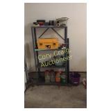 Shelf With Misc, Tools, Plastic Tool Box With