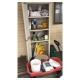 Cabinet with contents , wagon, stool Back Porch