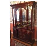 American Drew Cherry China Hutch 2 Piece Lighted