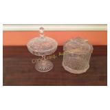 2 Clear Crystal Candy Jar