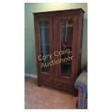 Double Glass 2 Door Library Cabinet, 3 Wood