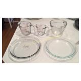 3 Glass Pie Plates and 3 Measuring Cups