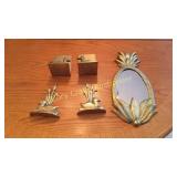 Brass Book Ends And Wall Mirror