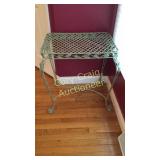 Green Wrought Iron Table 2 ft by 17" deep by 26"