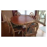 White and Oak Kitchen Table and 6 chairs 44"