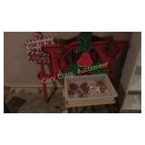 Group of Christmas Decor, lighted JOY sign,