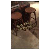 Two Wood Bar Stools One Need Work IN THE BASEMENT