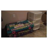 Tote with Stickers on it and rolling Storage