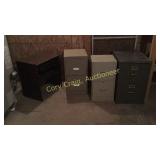3 File Cabinets and Small Wood Stand IN THE