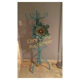 Blue Coat Rack and Metal Wall Art Basement