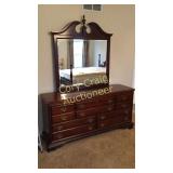 Cherry Dresser With Mirror 65" x 19" x 82"  IN