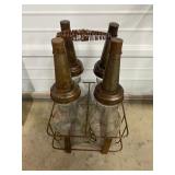 Glass Oil Bottles (4) With Holder
