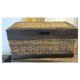 Wood Whicker Basket 25 5/8" x 13 1/4" x 12 1/2"