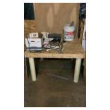 Homemade Work Table With Contents