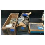 3/8" Drill, Wood Box, Tools