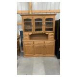 Solid Oak 2 Pc Hutch 62" W x 22 1/4" D x 80" T