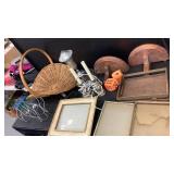 Whicker Basket,Light Up Candles, Wood Shelf,