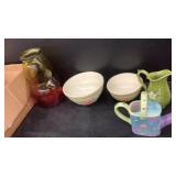 Flower Dishes, Bowls, Red Yellow Vase,
