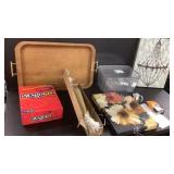 Wood Tray, Plastic Baskets Canvas Prints