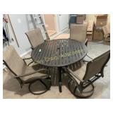 Metal Patio Set, 48" Round Table w/ (4) Swivel Cap