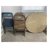 Round Card Table w/ (6) matching chairs & (1) odd