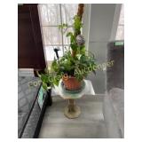 Marble Pedastal Table w/ plant & pot